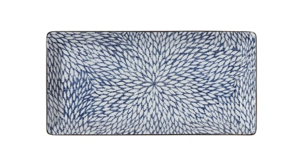 Aizome Mums Rectangle Plate 9" X 4.5"