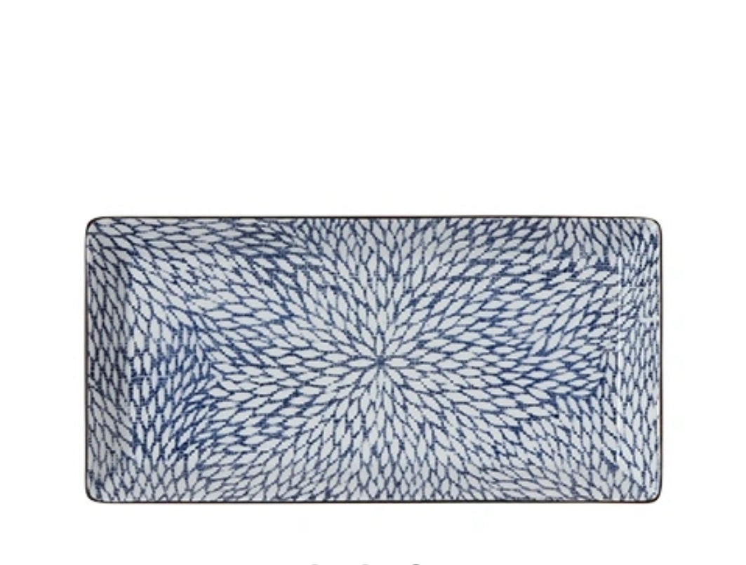 Aizome Mums Rectangle Plate 9" X 4.5"