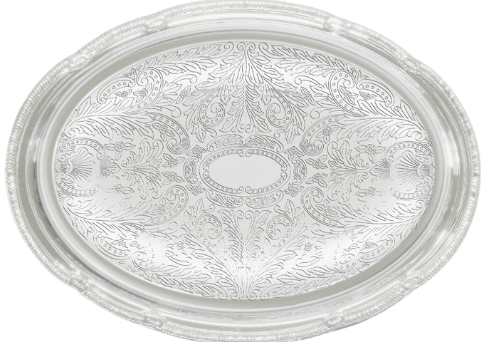 Oval Chrome Serving Tray 18x13"