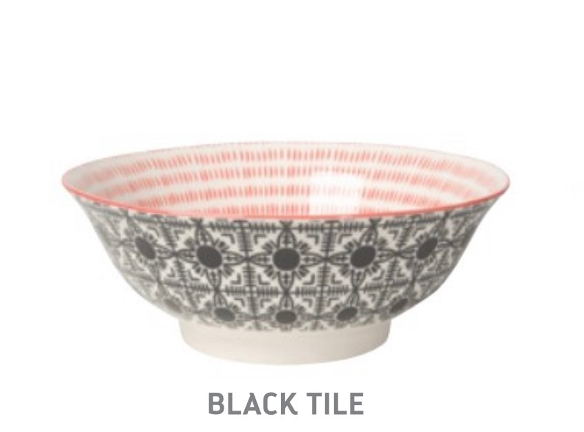 Black Tile / Red 8'' Bowl