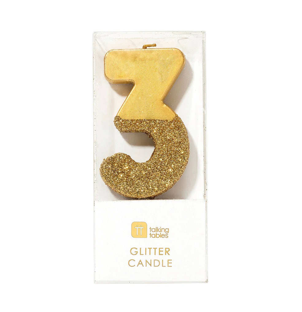 Number 3 Gold Candle