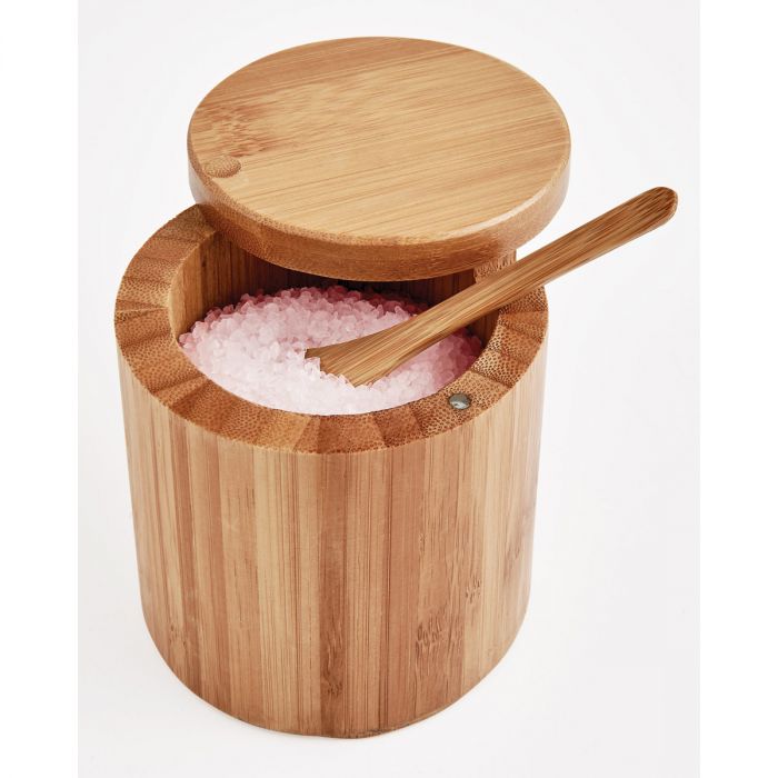 Bamboo Salt Box w Spoon