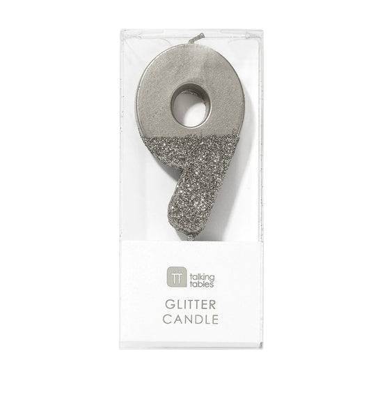 Number 9 Silver Candle