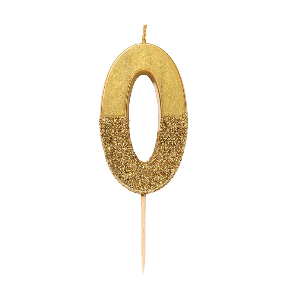 Number 0 Gold Candle