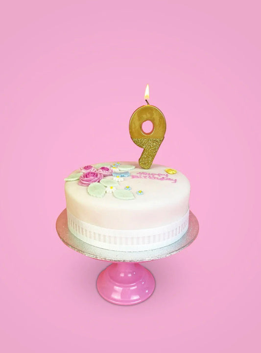 Number 9 Gold Candle