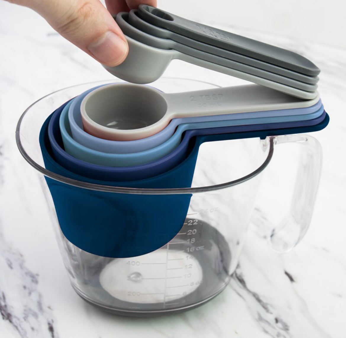 Blue Magnetic Measure Cups Set