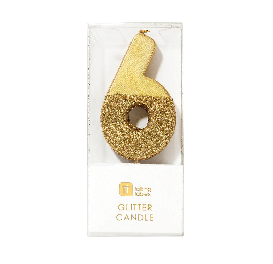 Number 6 Gold Candle