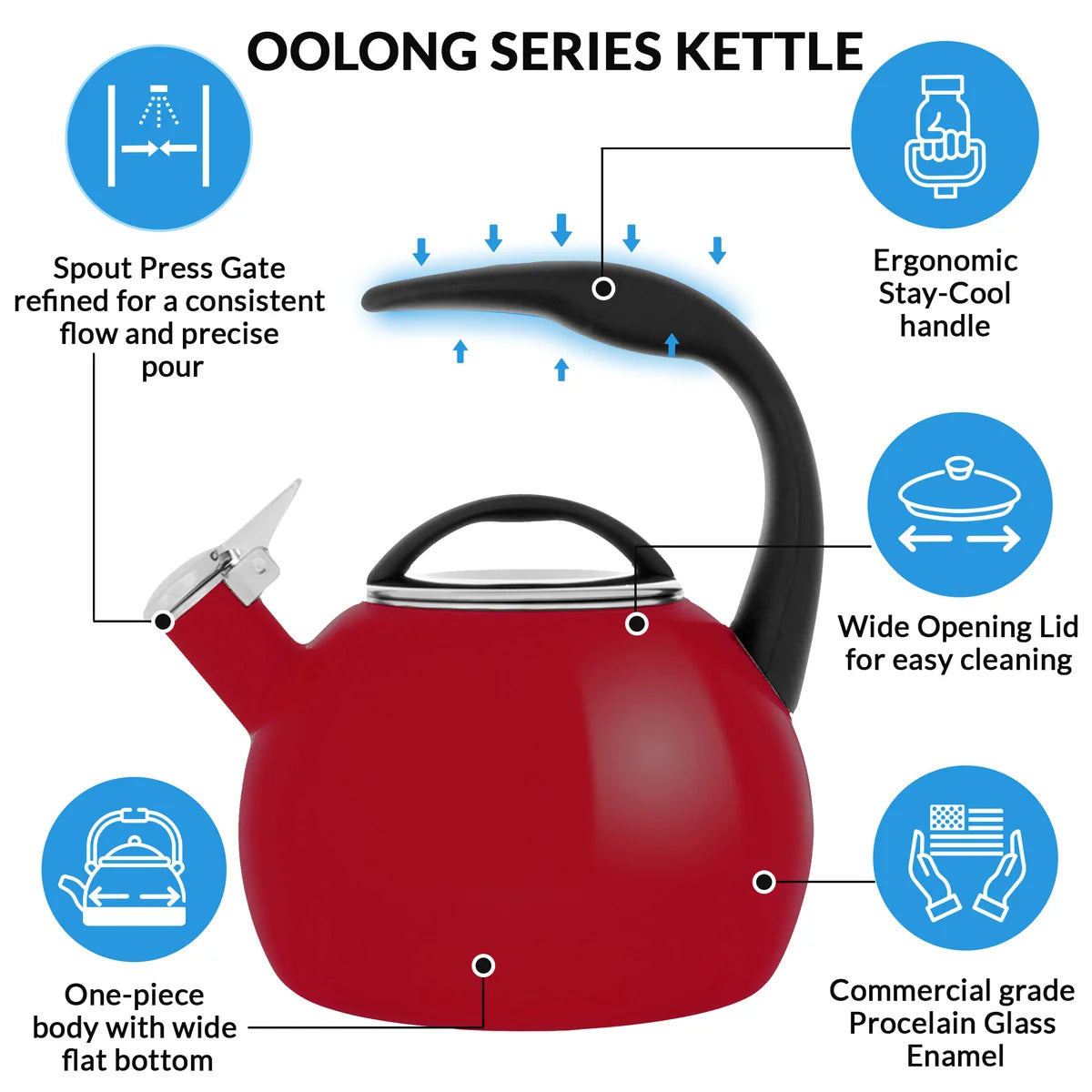 Tea Kettle Enamel On Steel Chilli Red 2 Qt