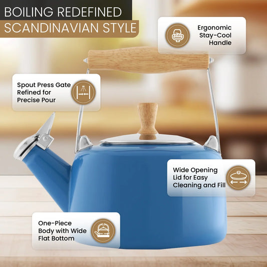 Tea Kettle Enamel On Steel Blue 1.4 Qt