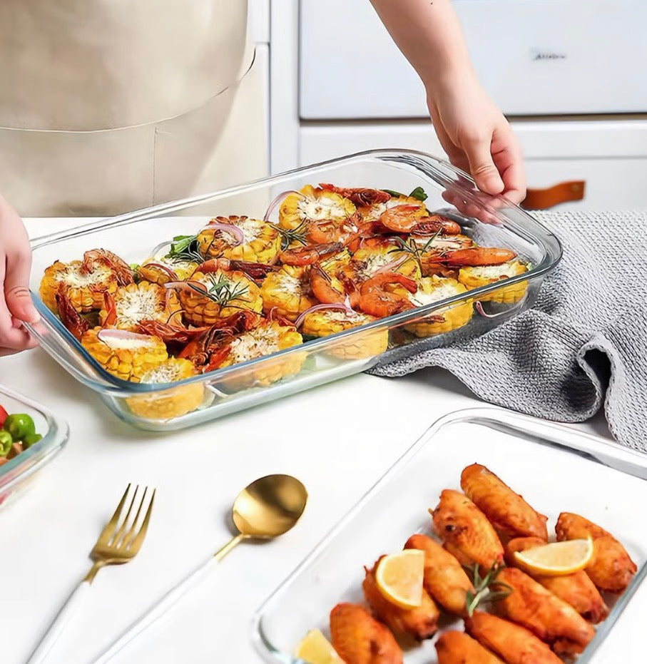 Glass Baking Pan W/ Lid 9" X13"