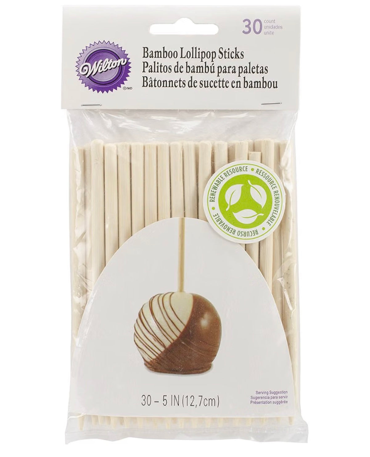 5" Bamboo Lollipop Stick, 30ct