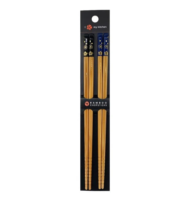 Black & Blue Sakura Bamboo Chopsticks