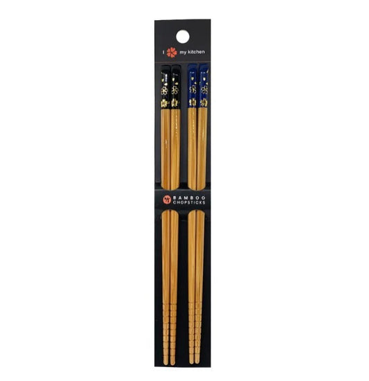 Black & Blue Sakura Bamboo Chopsticks