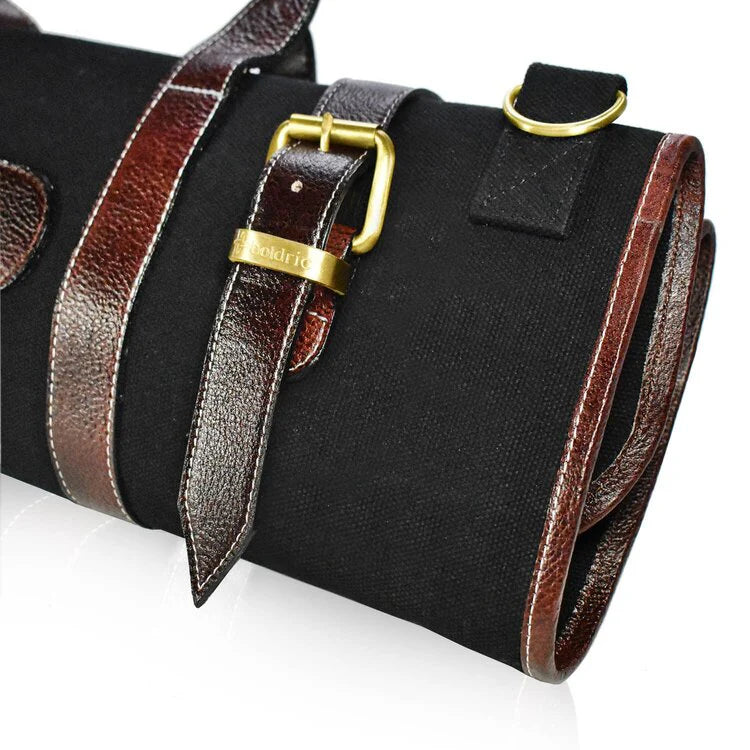 17 Pocket Canvas Knife Roll Black
