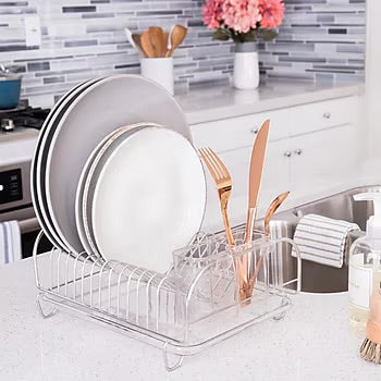 Adjustable Over The Sink Dish Drainer w/ Cutlery Holder