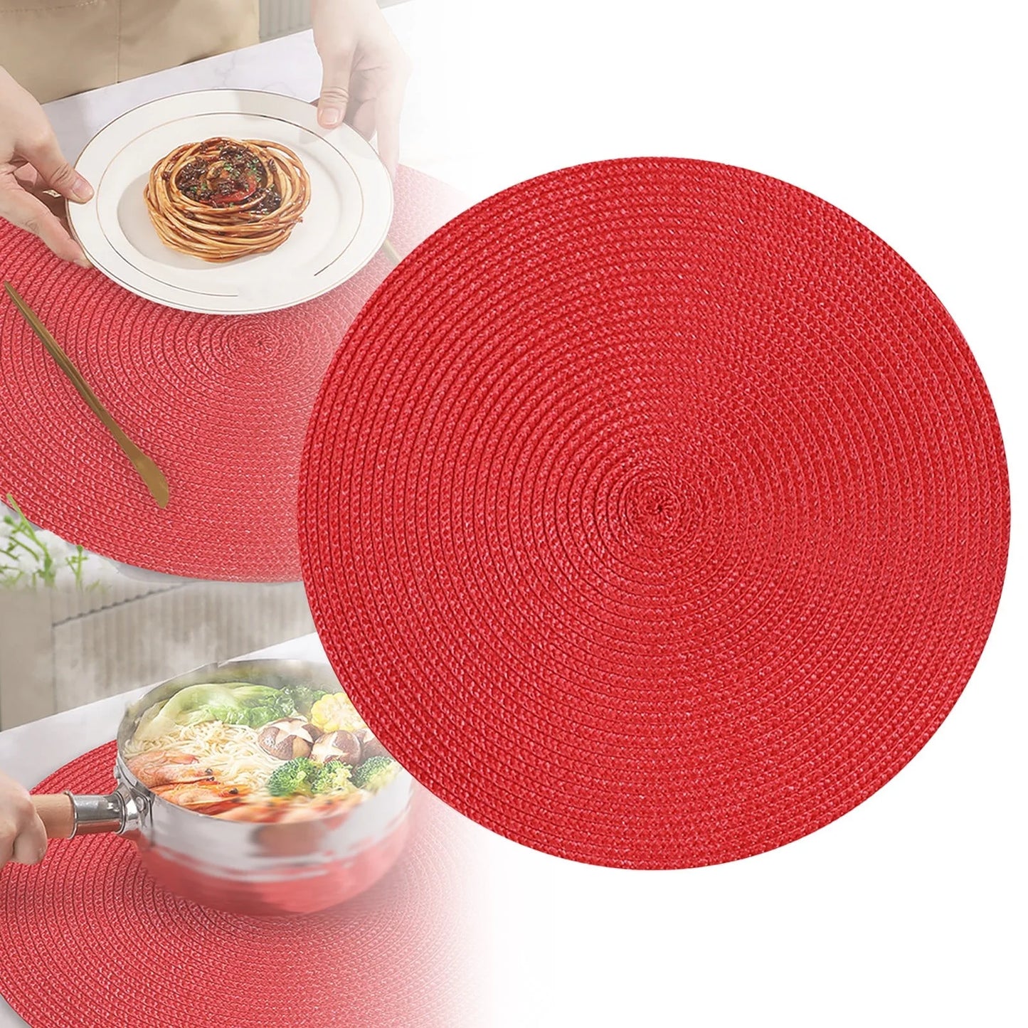 15" Braided Placemat, Red