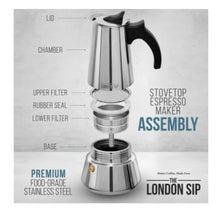 Load image into Gallery viewer, London Sip SS Espresso Maker 6-cup
