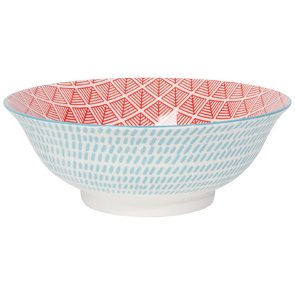 8" Bowl, Blue Red Dash