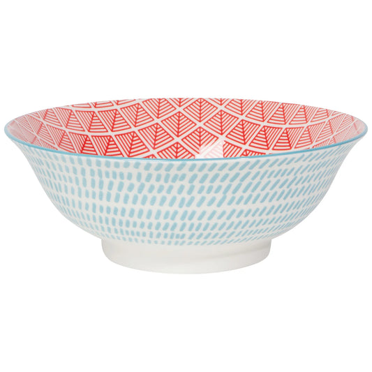 8" Bowl, Blue Red Dash