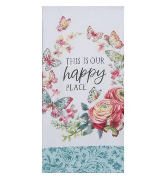 Dual Purpose Towel, Happy Place Wreath