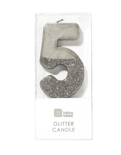 Number 5 Silver Candle