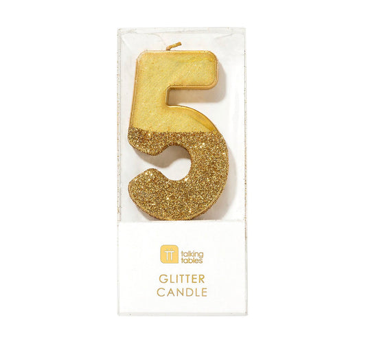 Number 5 Gold Candle