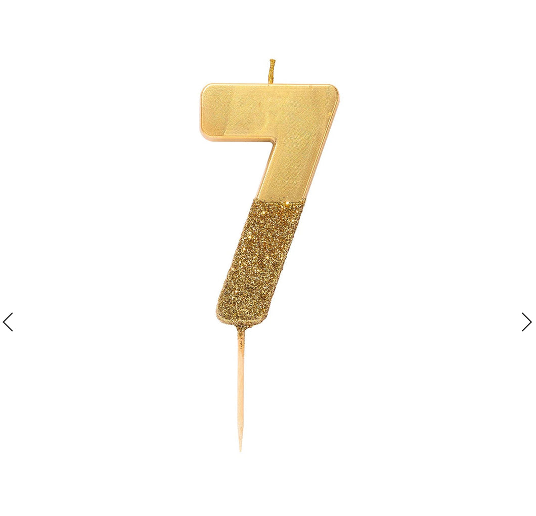 Number 7 Gold Candle