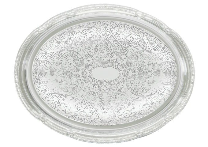 Oval Chrome Serving Tray 10x14