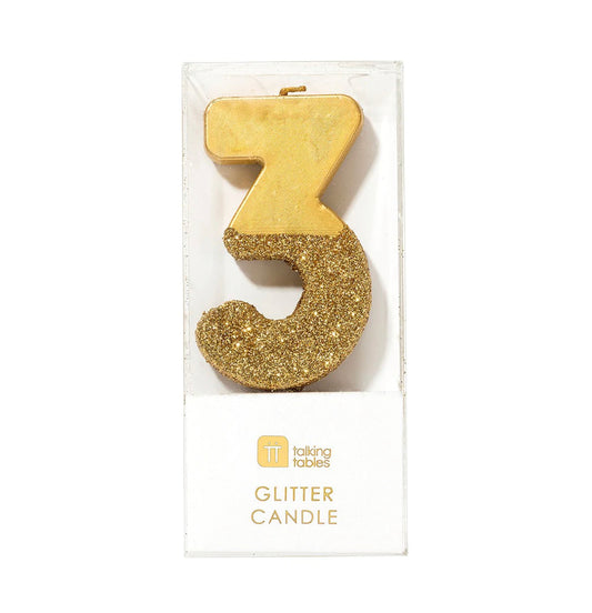 Number 3 Gold Candle