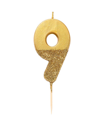 Number 9 Gold Candle