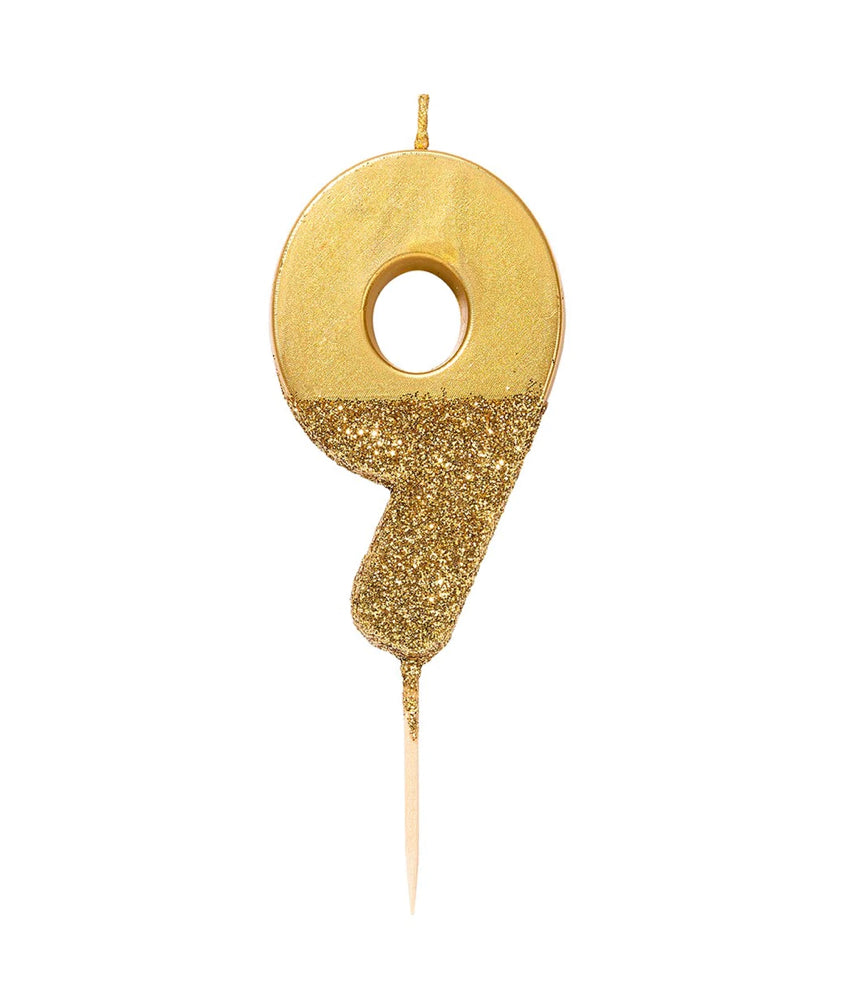 Number 9 Gold Candle