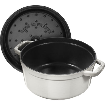 7 Qt Round Cocotte White Truffle