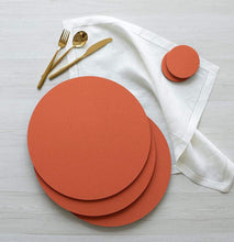 Load image into Gallery viewer, Orange Round Canvas Placemat

