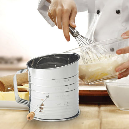 5 Cup Crank Sifter ss