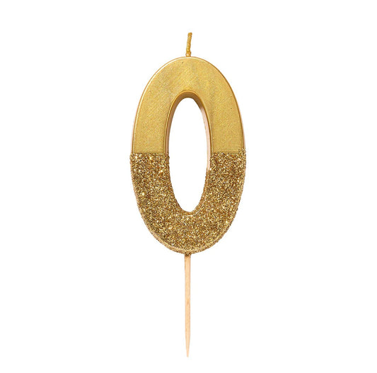 Number 0 Gold Candle