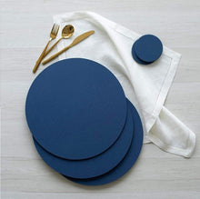 Load image into Gallery viewer, Navy Round Canvas Placemat
