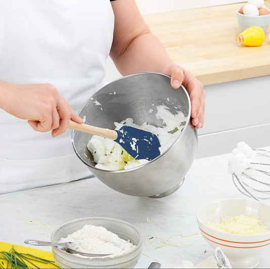 Navy Flex Wood Hndl Spatula
