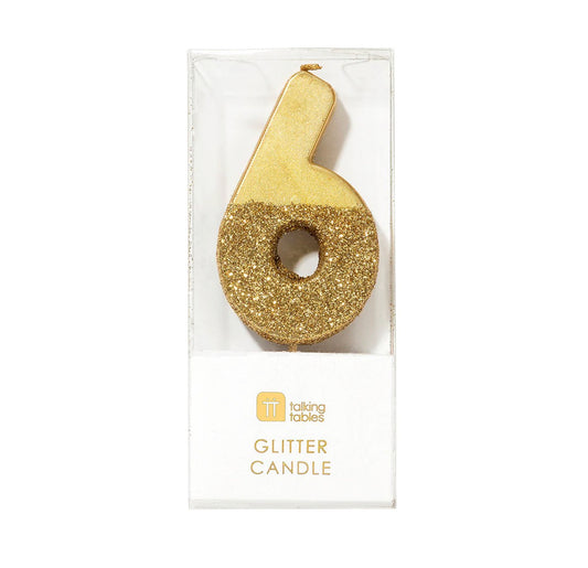 Number 6 Gold Candle