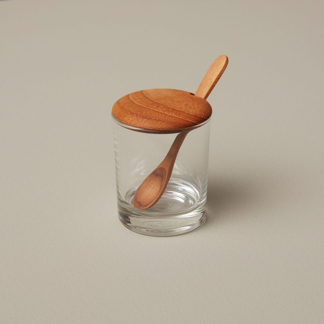 Glass Mini Cellar w/Lid & Spoon