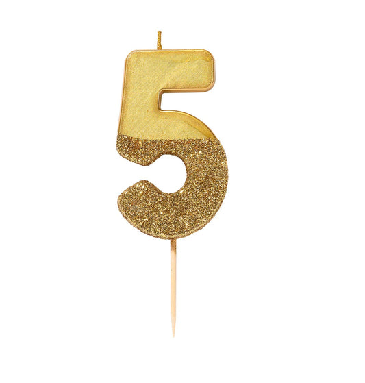 Number 5 Gold Candle