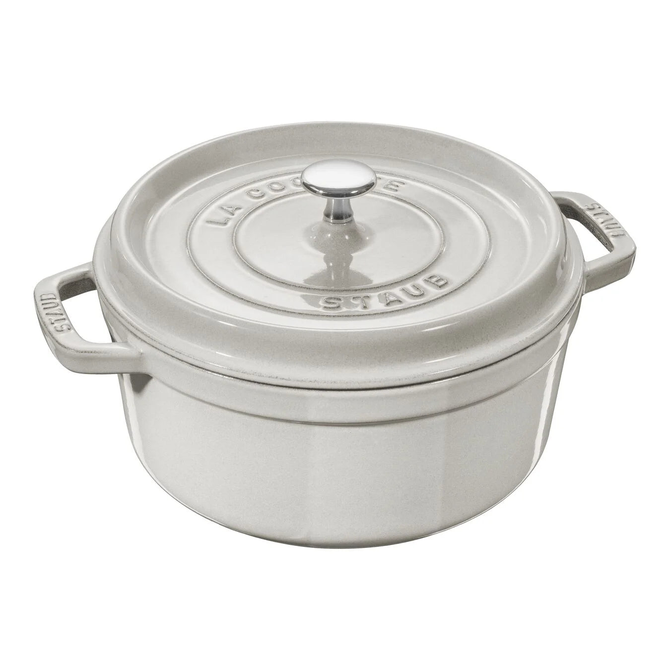 7 Qt Round Cocotte White Truffle