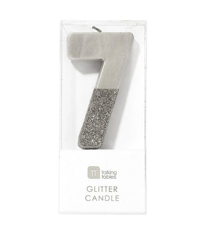 Number 7 Silver Candle