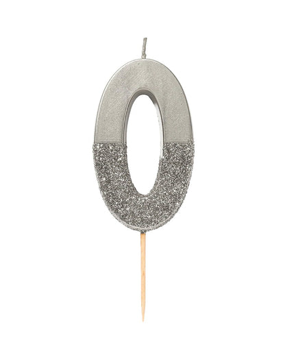 Number 0 Silver Candle