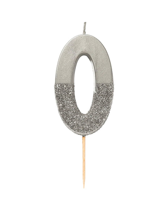 Number 0 Silver Candle